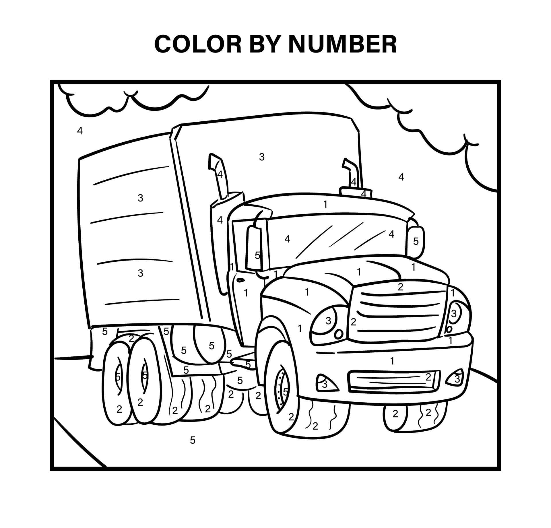 Geweldige vrachtwagen kleur op nummer