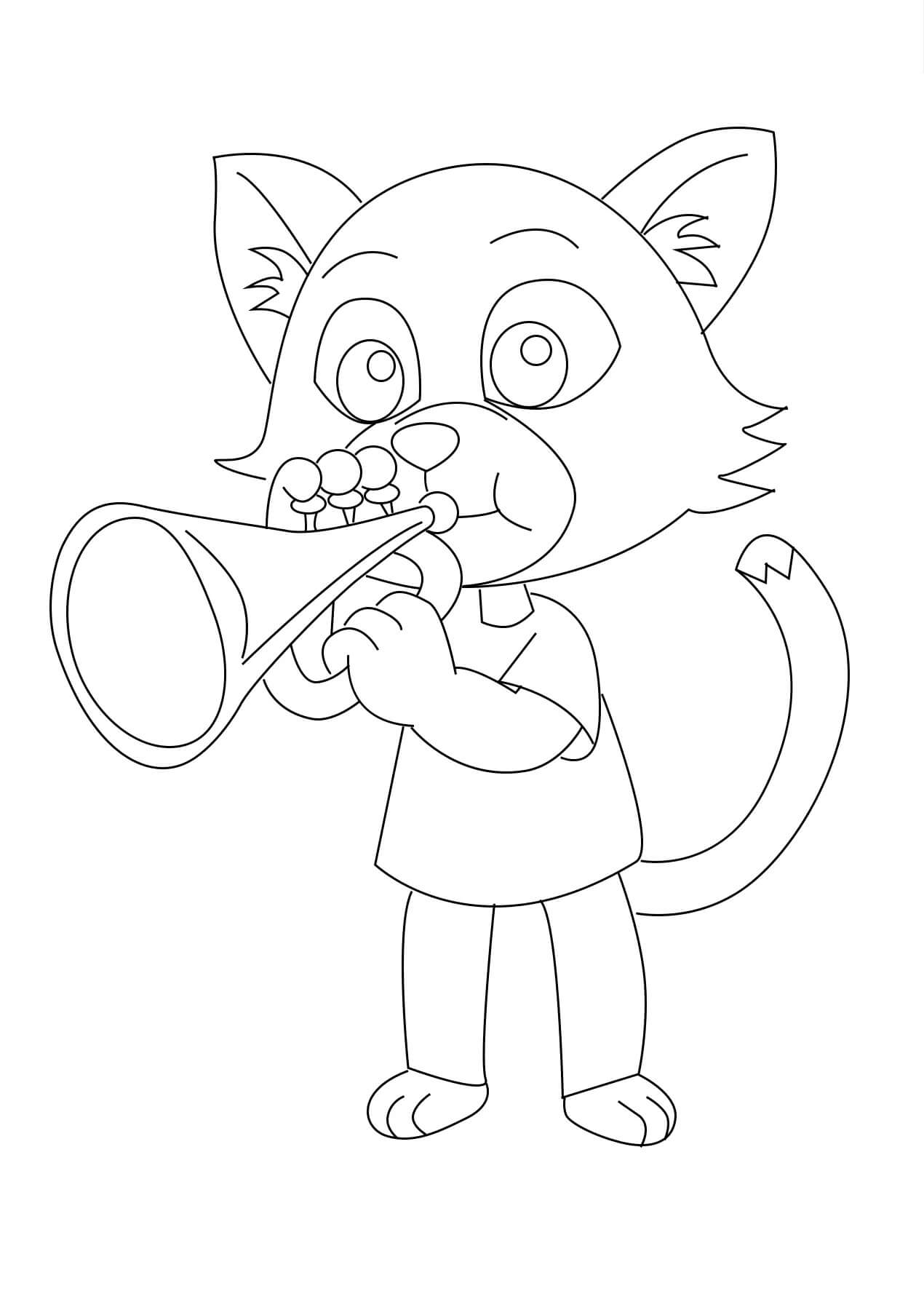 Kat die de trompet speelt