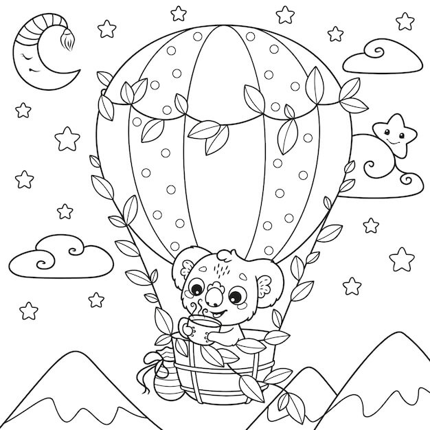 Koala in een heteluchtballon