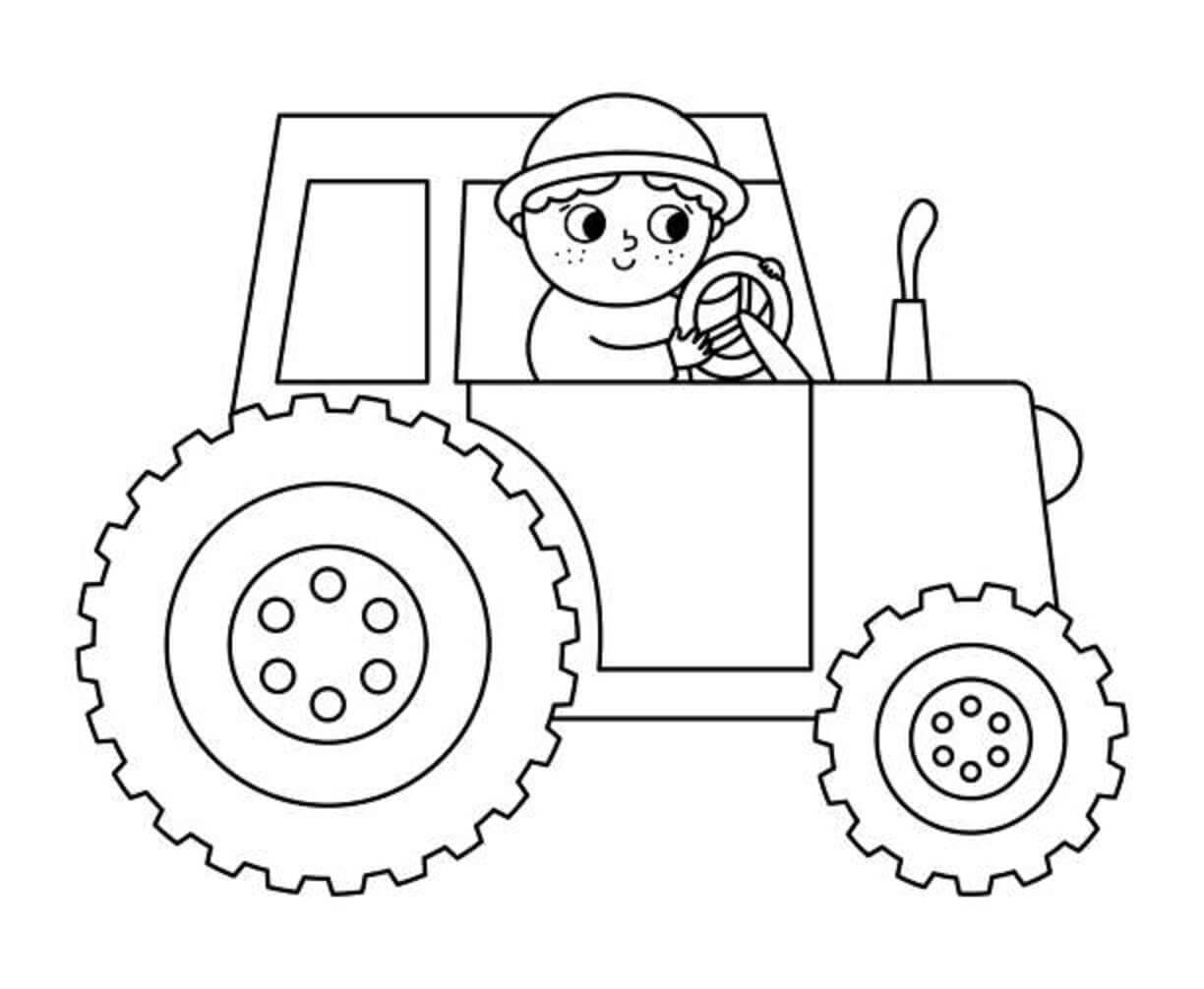 Kwaii meisje rijdende tractor
