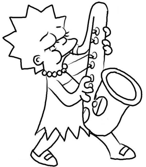 Lisa Simpson speelt saxofoon