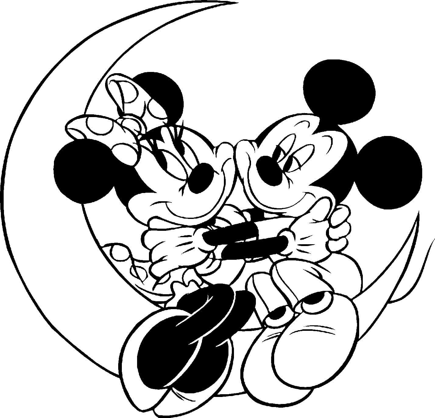 Mickey en Minnie Mouse op de maan