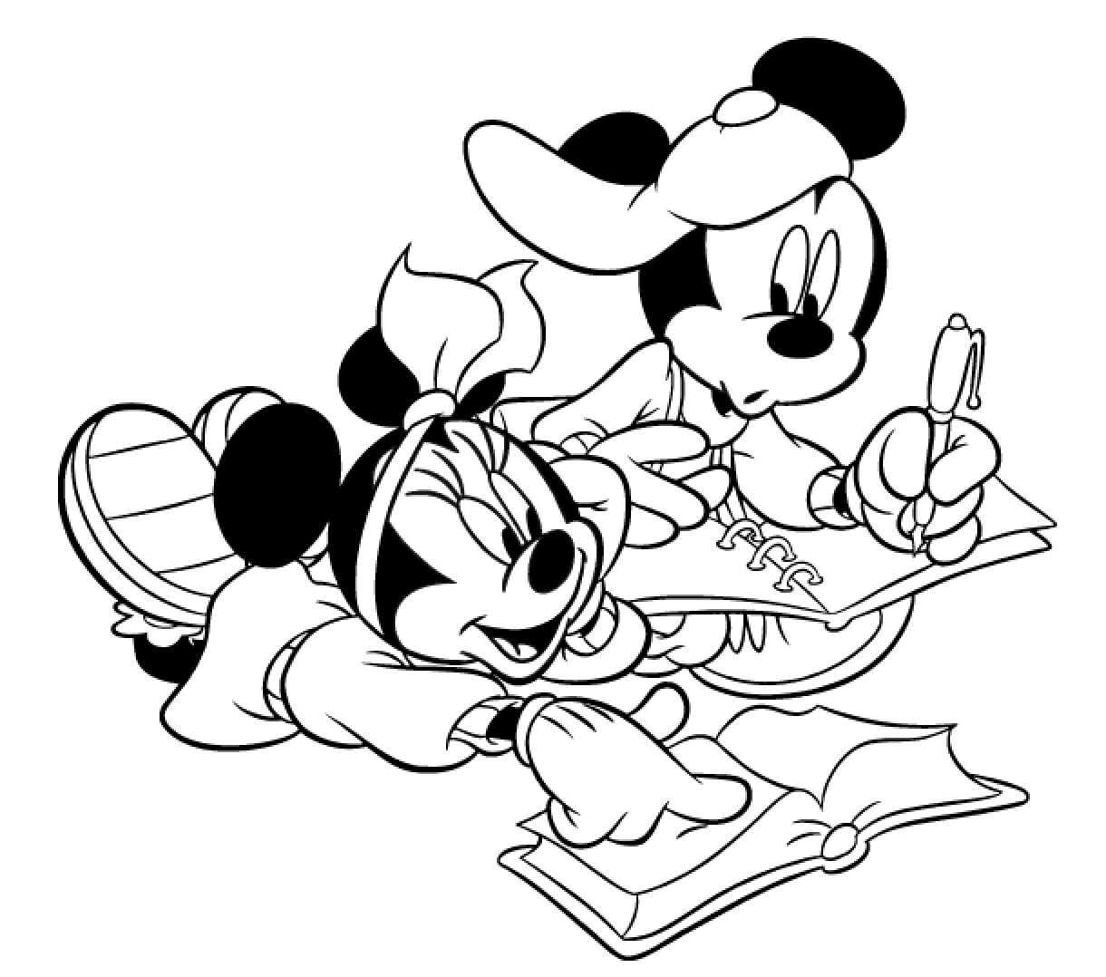 Mickey en Minnie Mouse schrijven