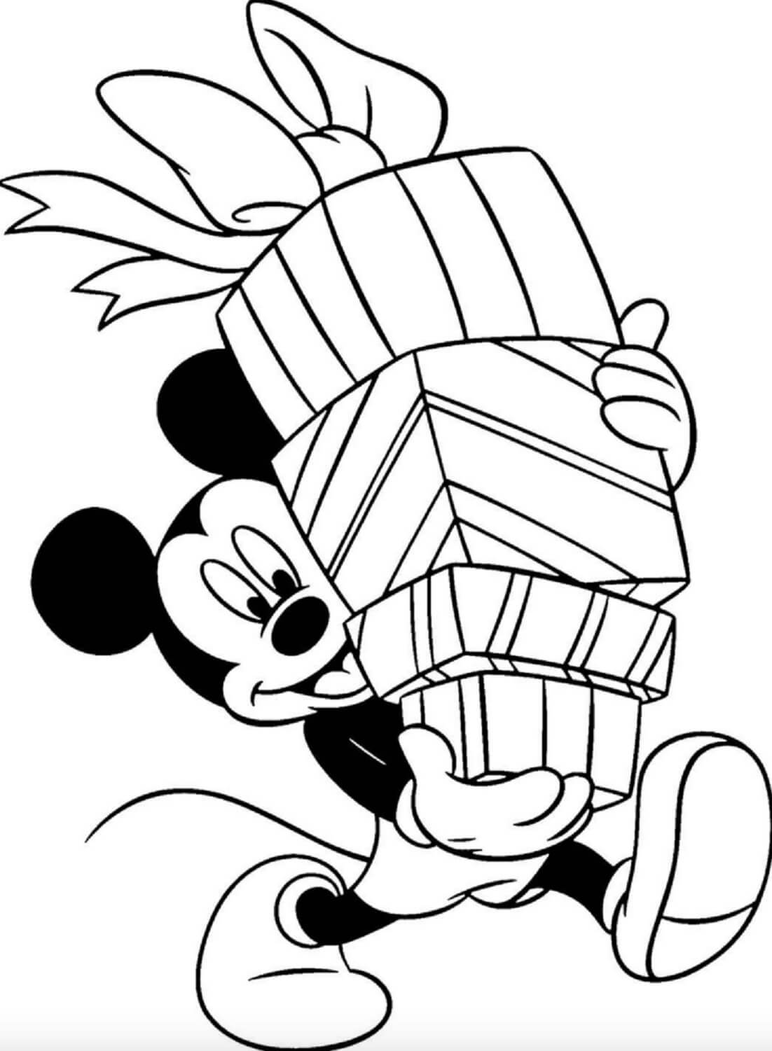 Mickey Mouse Holding Geschenkdozen