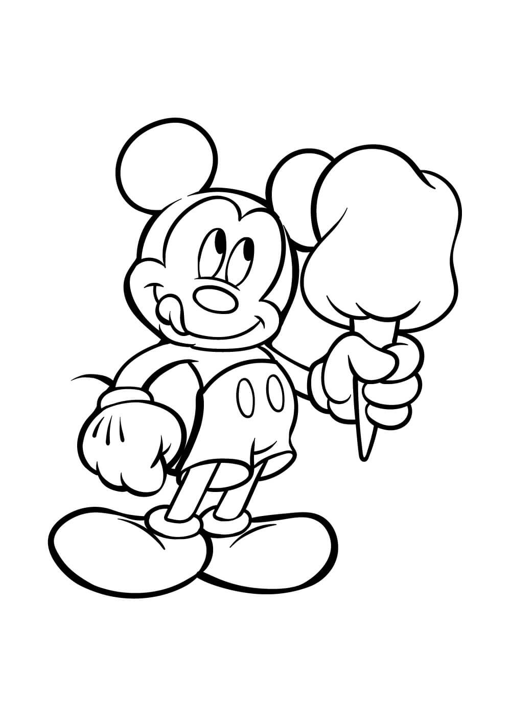 Mickey Mouse houdt een ijsje vast