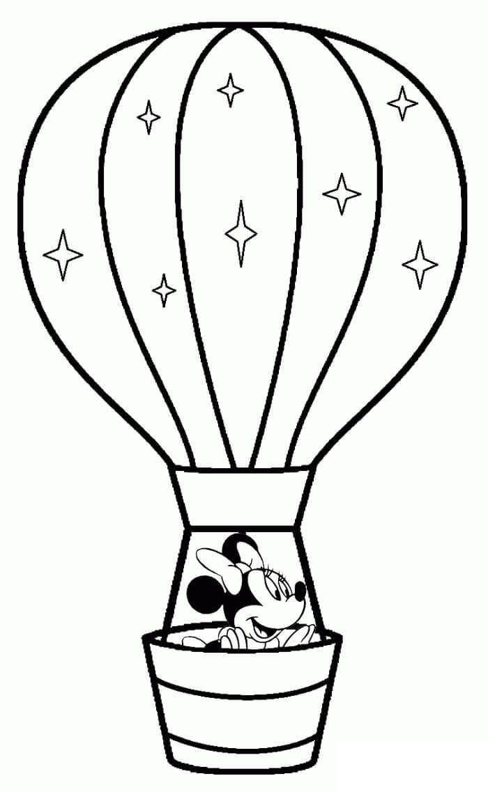 Minnie Mouse in een luchtballon