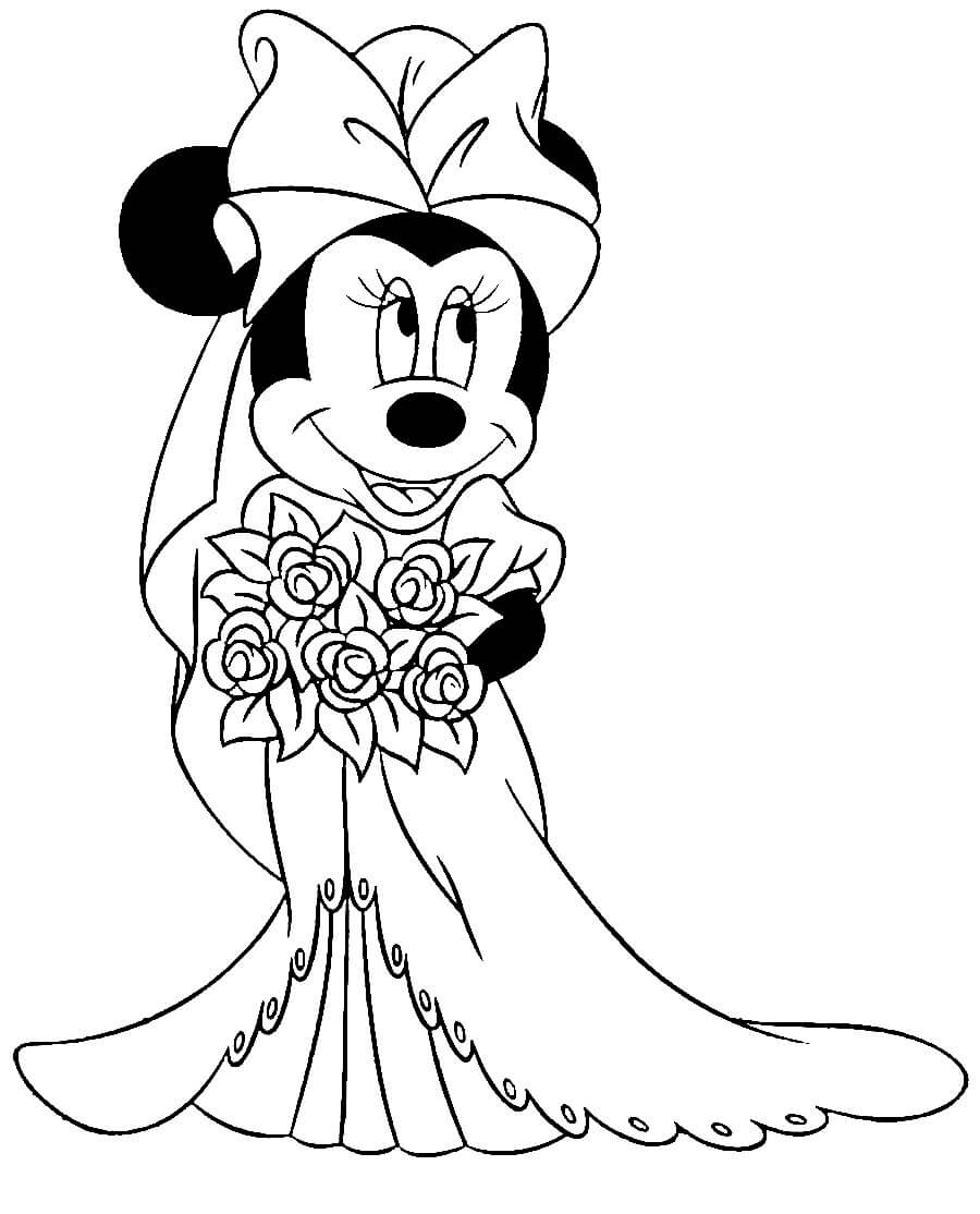 Minnie Mouse in een trouwjurk