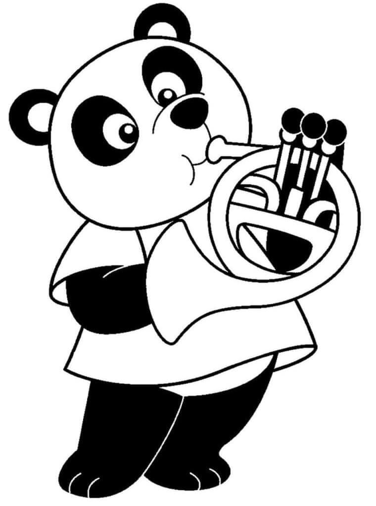 Panda die de trompet speelt