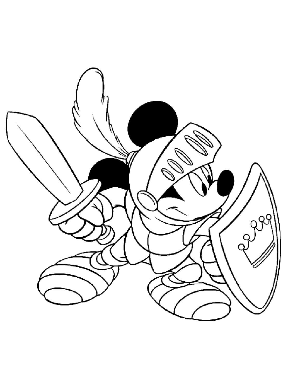 Ridder Mickey Mouse met zwaard en schild