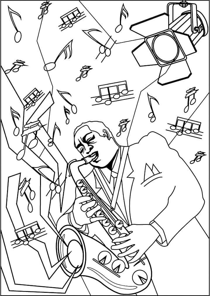 Saxofonist speelt saxofoon