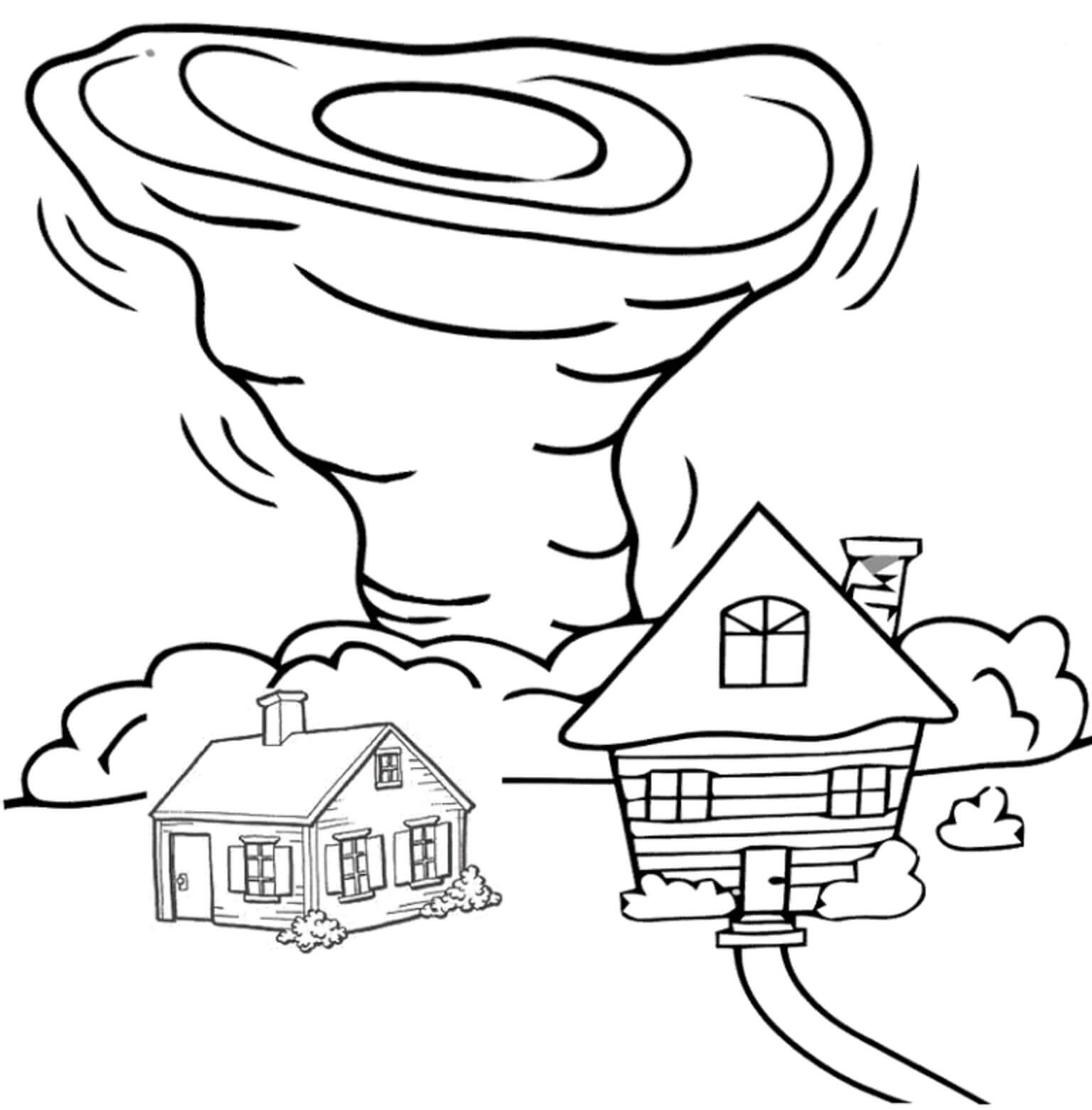 Tornado met twee huizen