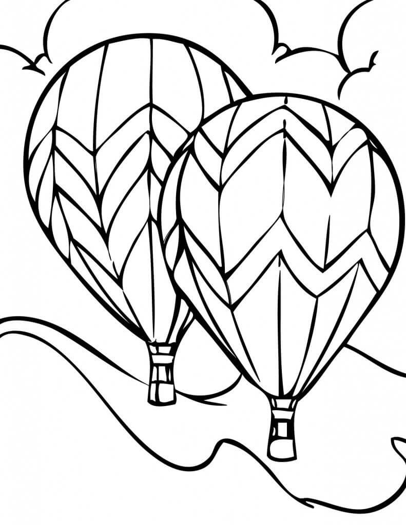 Twee heteluchtballonnen tekenen