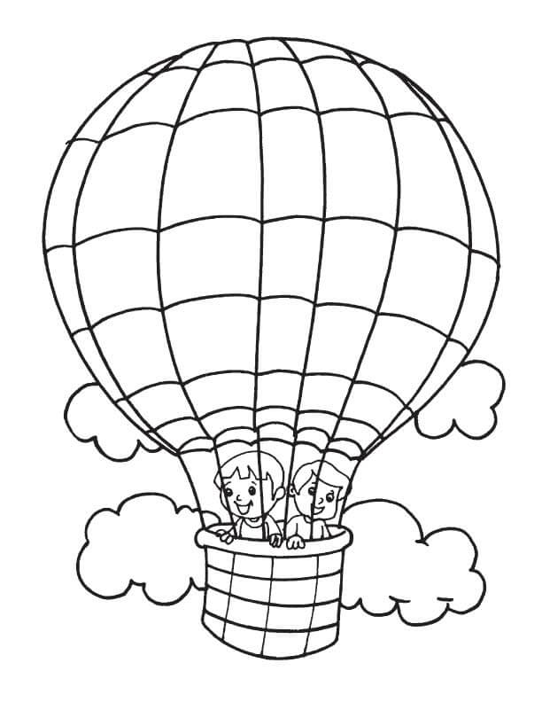 Twee kinderen in een luchtballon