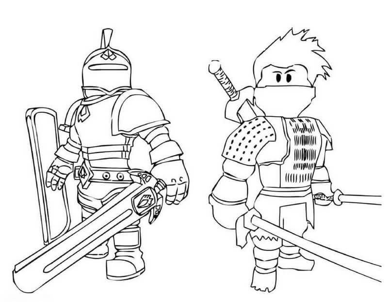 Twee Roblox-ridders met zwaarden