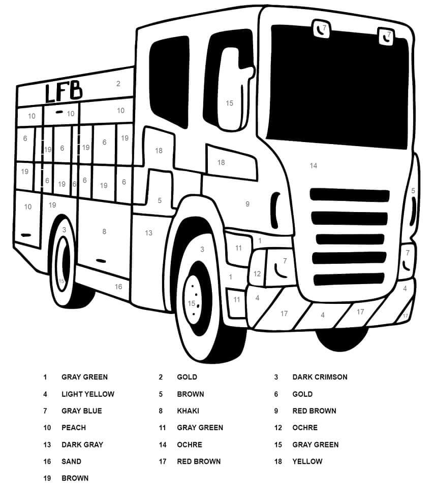 Vrachtwagen kleur op nummer - afbeelding 4