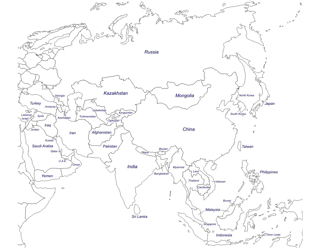 Azië kaart HD