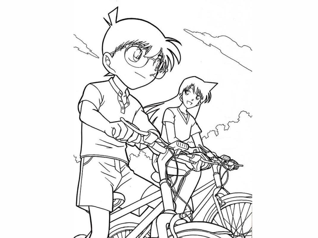 Conan en Rin fietsen