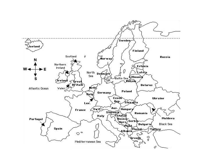 Kaart van Europa met Landen - Afbeelding 3