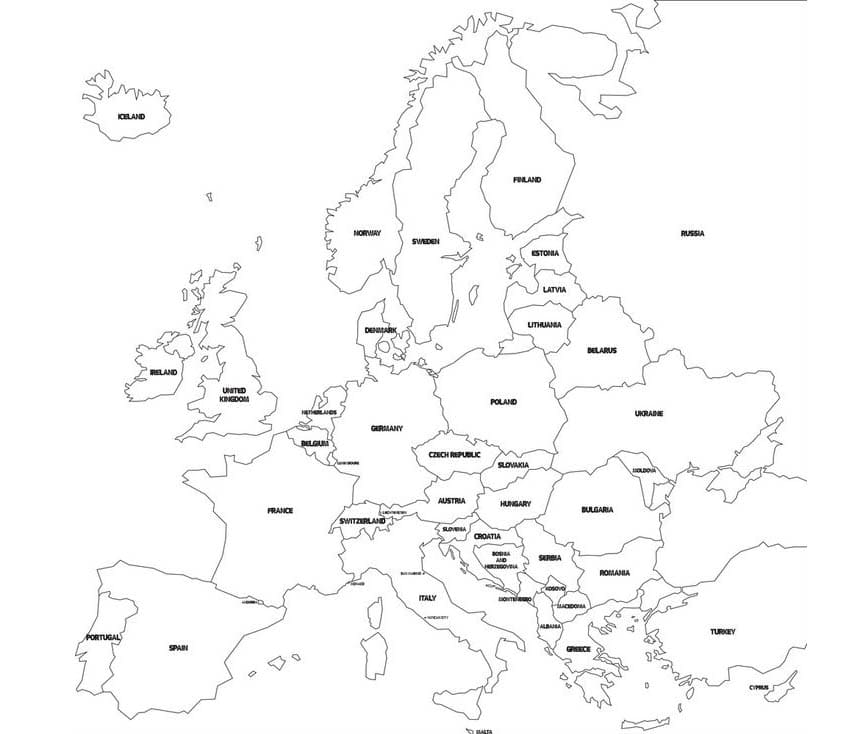 Kaart van Europa met Landen