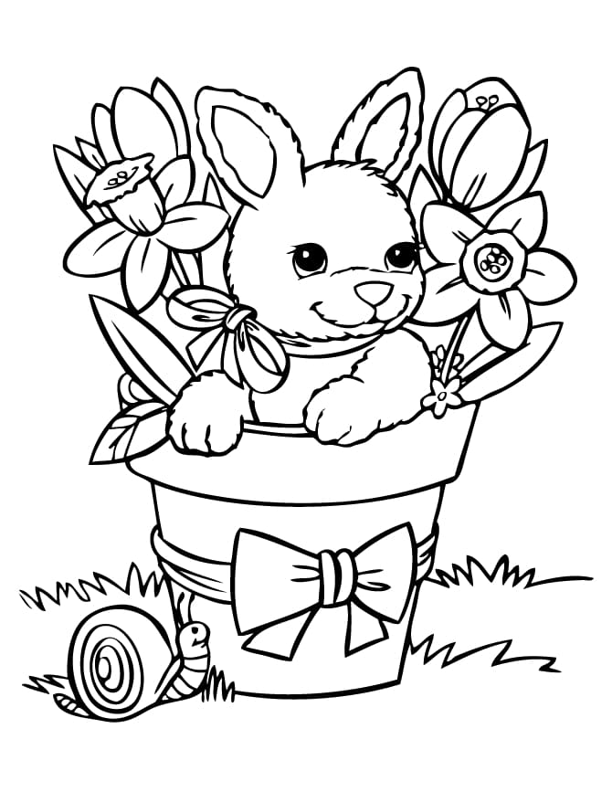 Schattig konijn en bloem