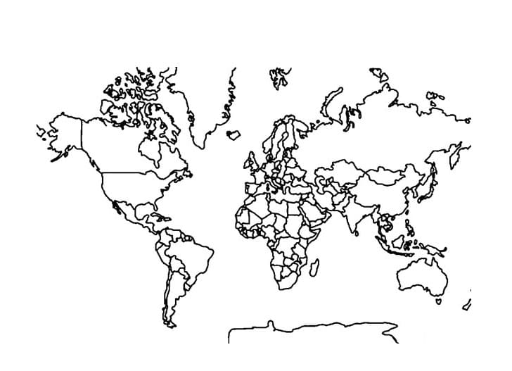 Wereldkaart contouren