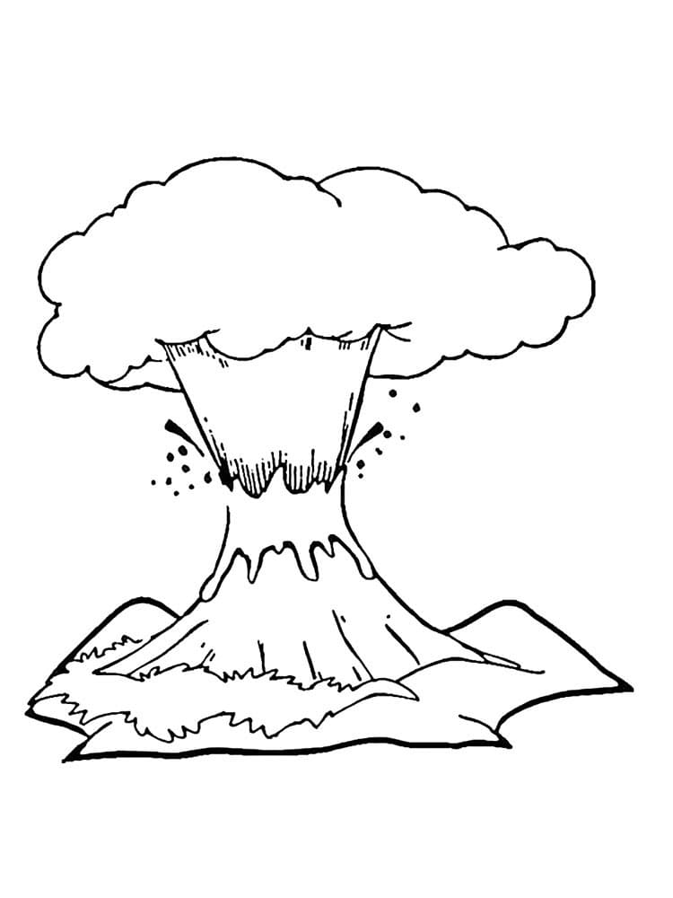 Afdrukbare vulkaan afbeelding omtrek