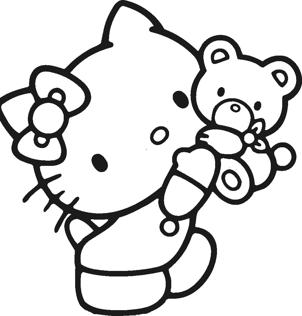Hello Kitty en Teddybeer - Afbeelding 2