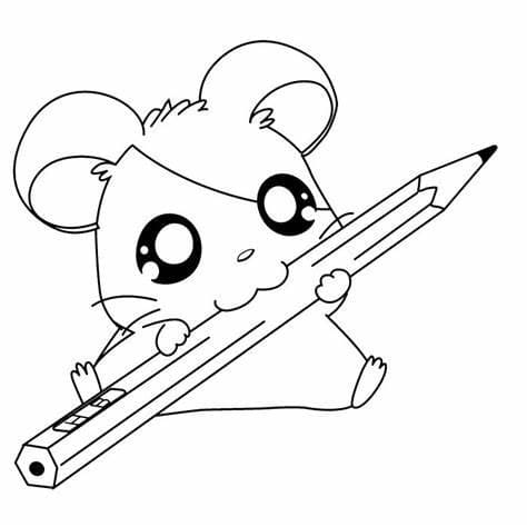 Hamster met een potlood