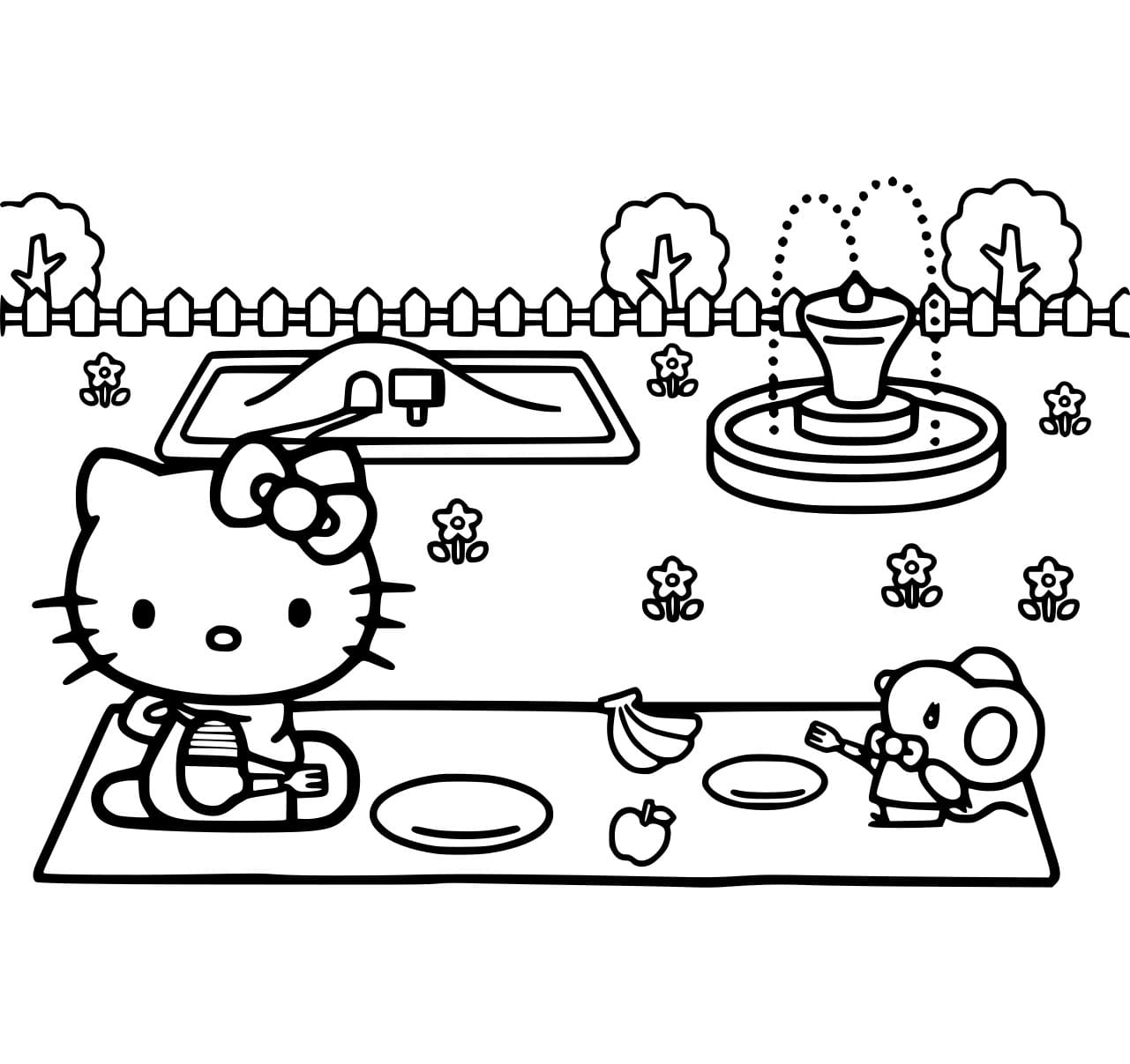 Hello Kitty houdt picknick