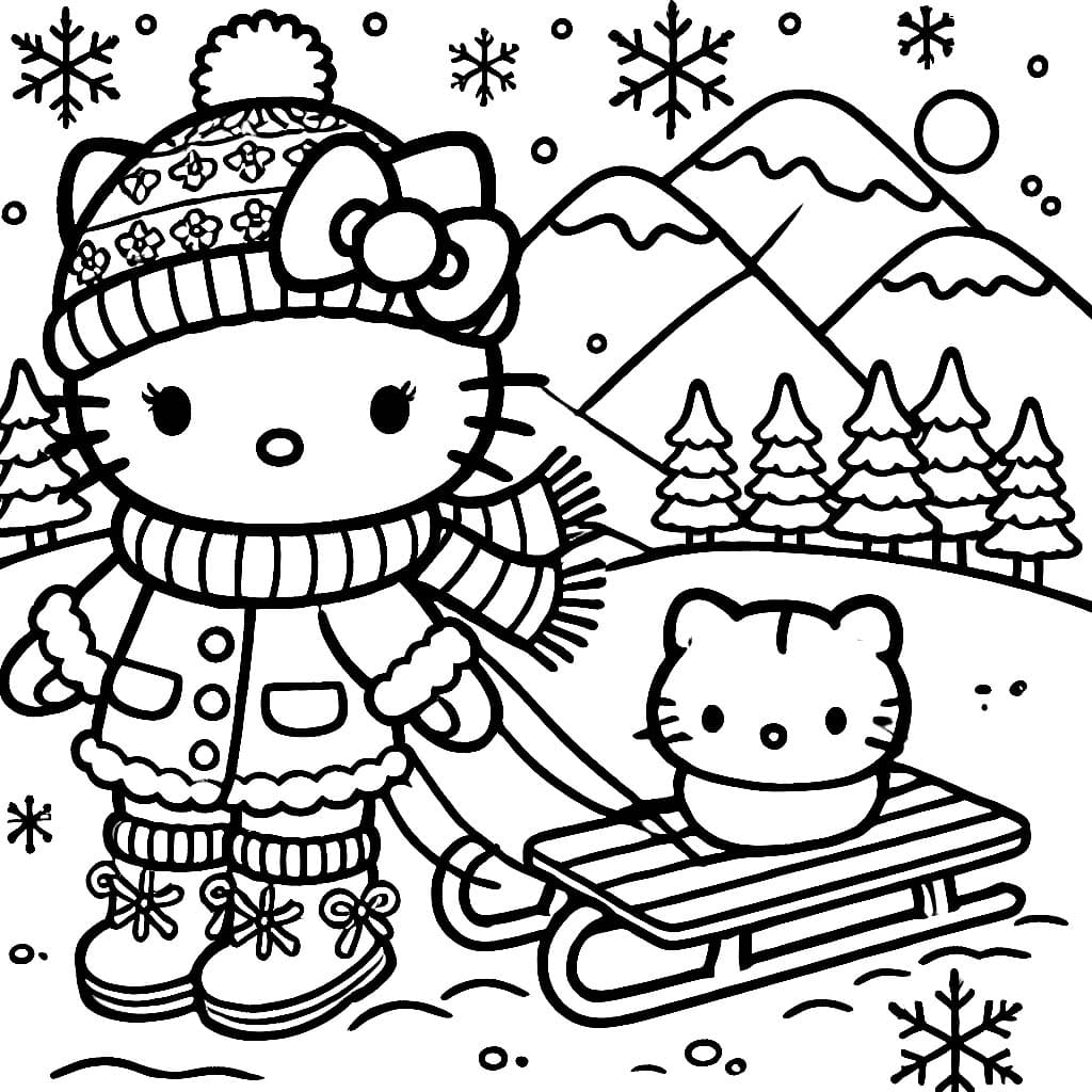 Hello Kitty in de winter