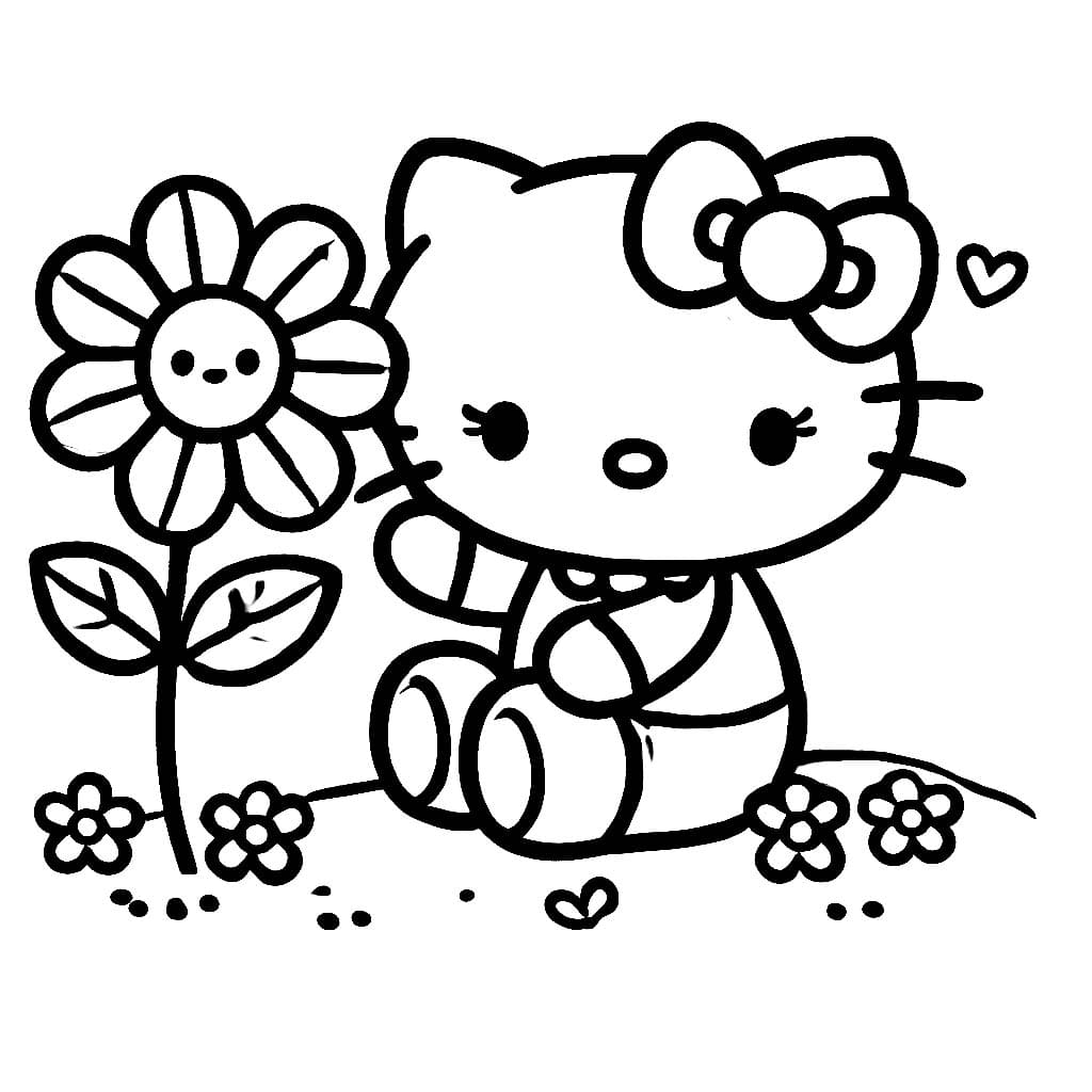 Hello Kitty met bloem