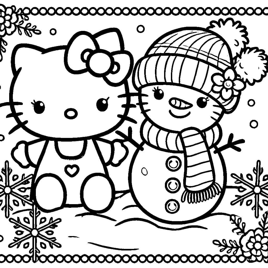 Hello Kitty met sneeuwman