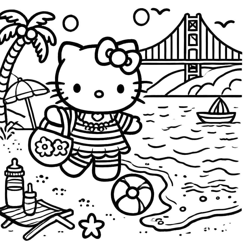 Hello Kitty op het strand