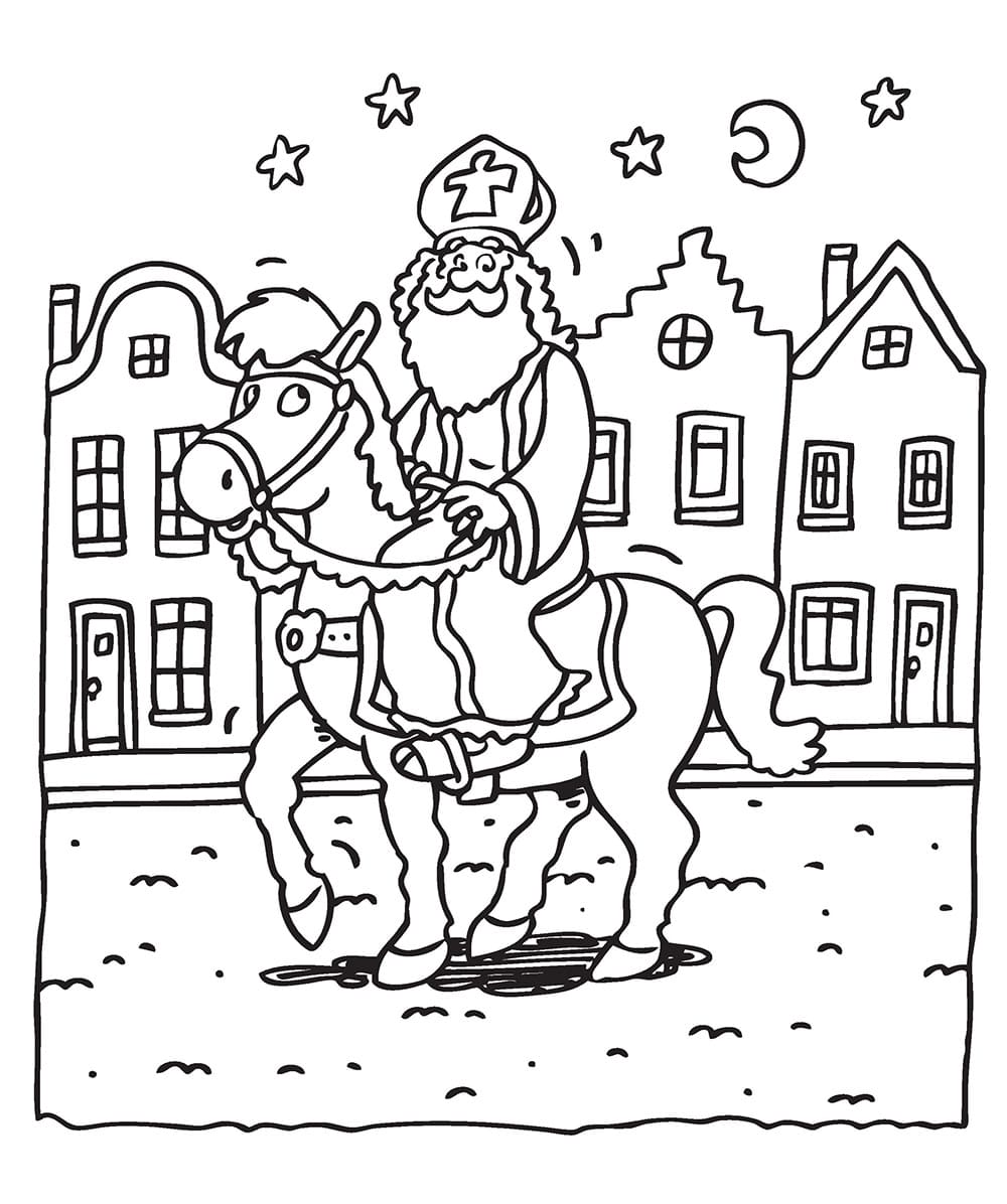 Sinterklaas rijdt op zijn paard