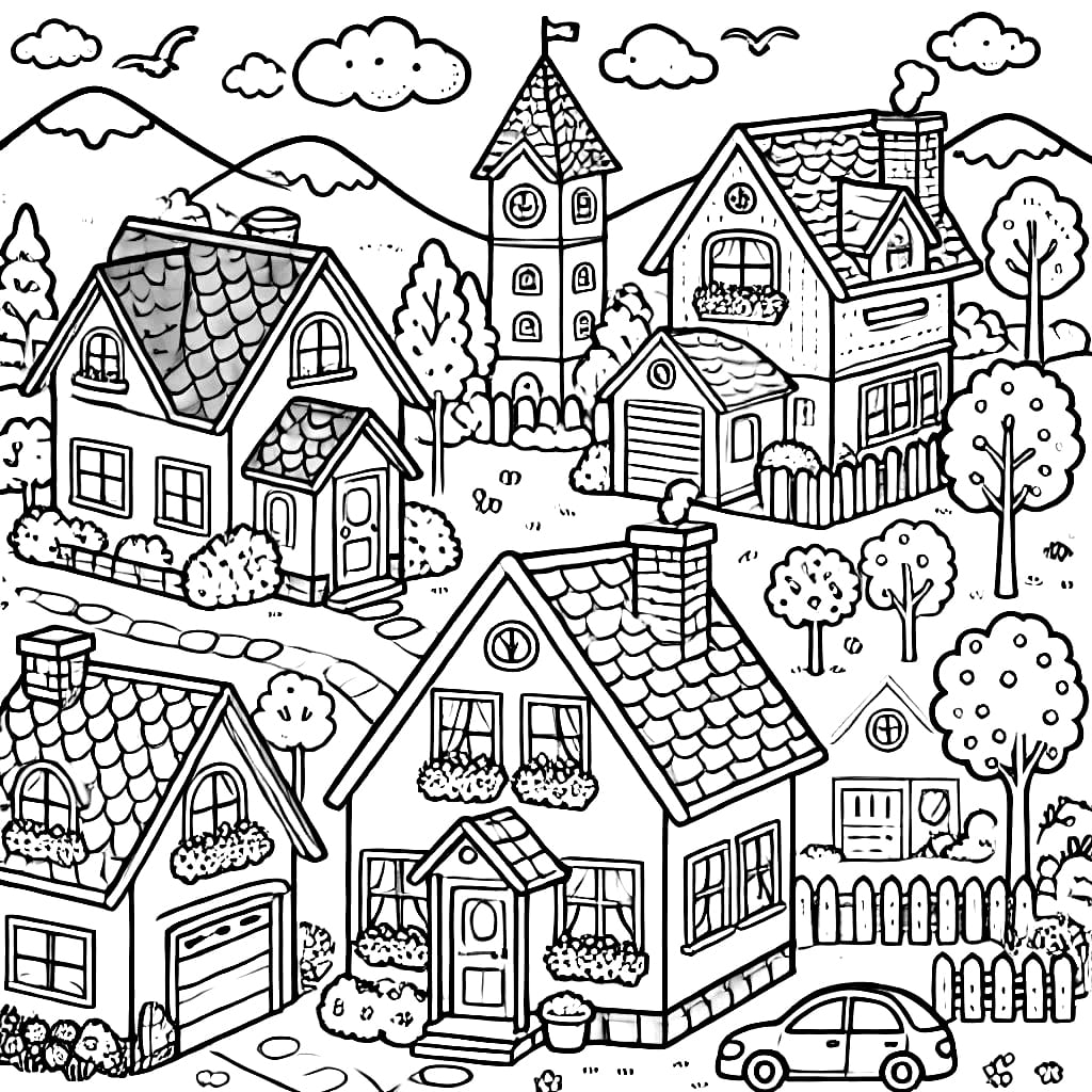 Huizen In Dorp Kleurplaat Kinderen Kleurplaat Huizen In Dorp Kleurplaat Kinderen Kleurplaat