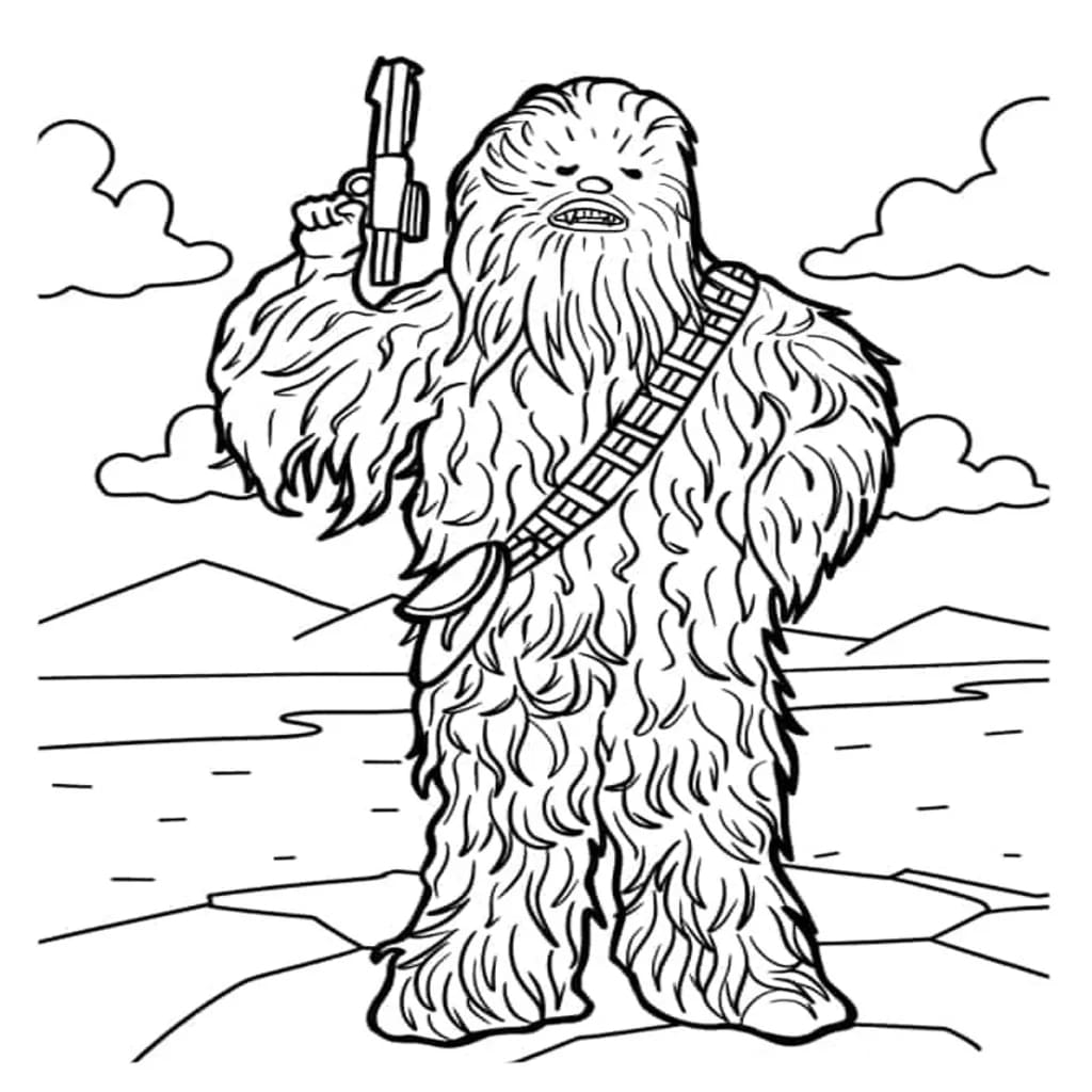 Star Wars Chewbacca houdt pistool vast