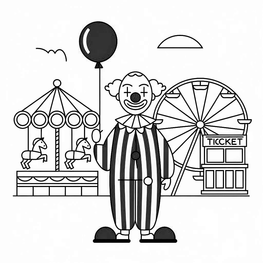 Clown houdt ballon blij vast