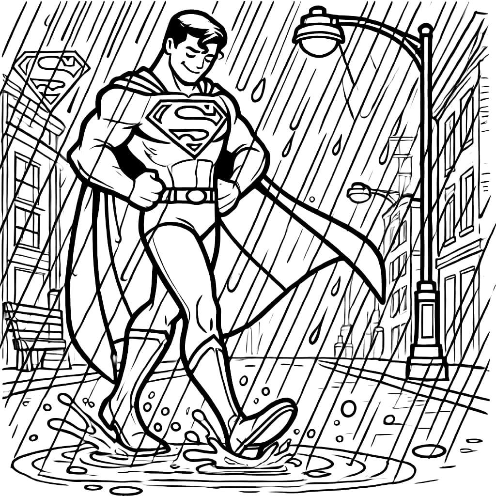 Superman in de regen