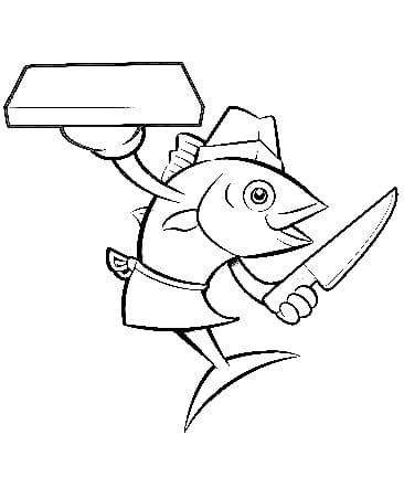 Cartoon tonijnchef-kok