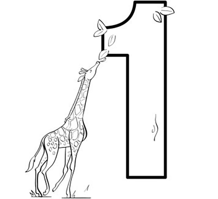 Cijfer 1 met een giraf afbeelding 2