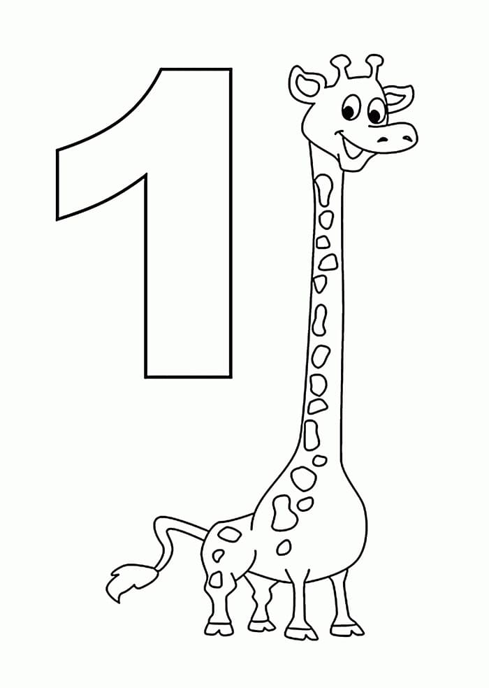 Cijfer 1 met een giraf afbeelding 3