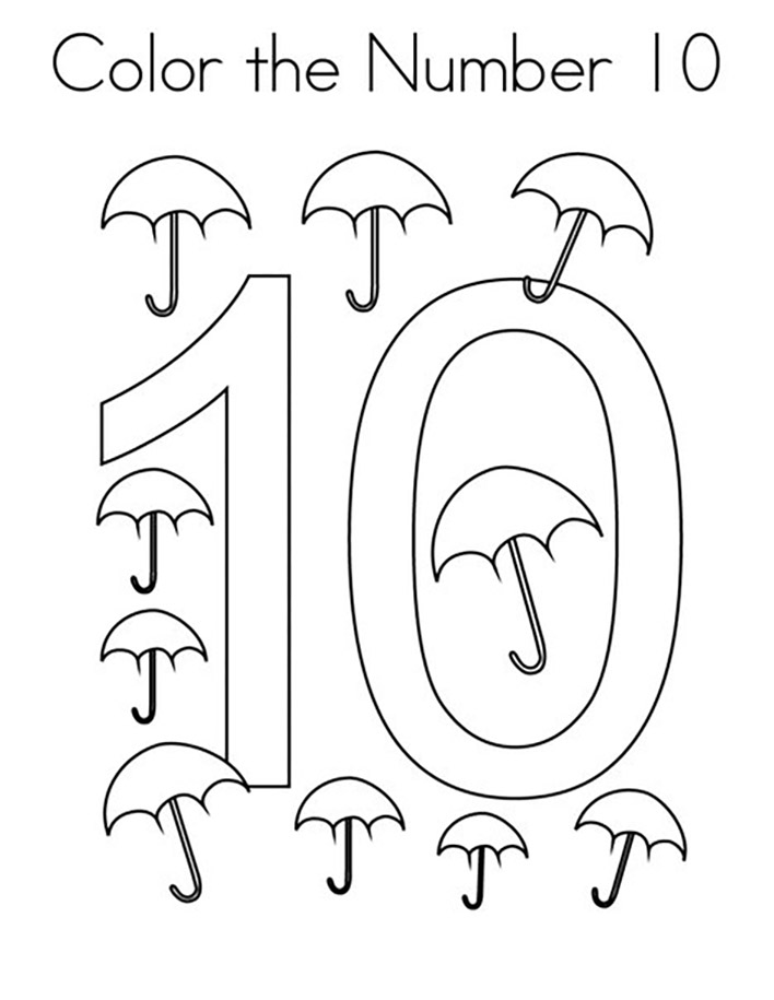 Cijfer 10 met paraplu