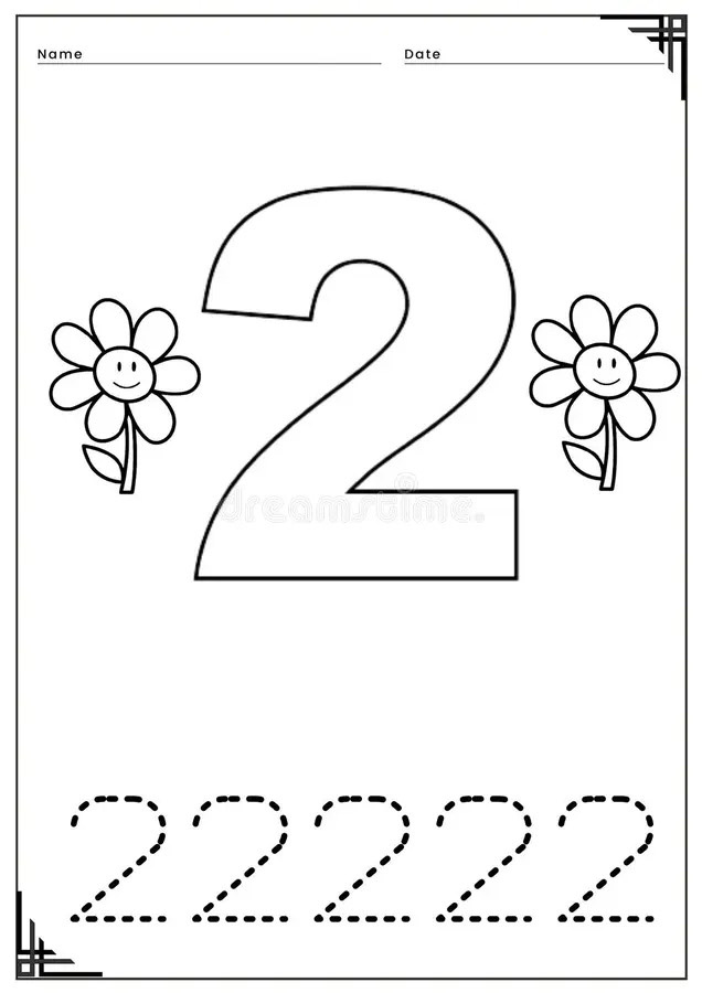Cijfer 2 met bloemen