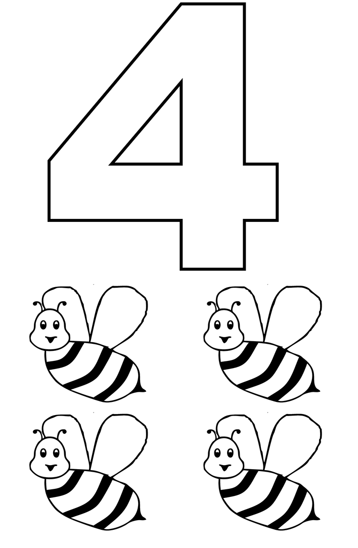 Cijfer 4 met bijen