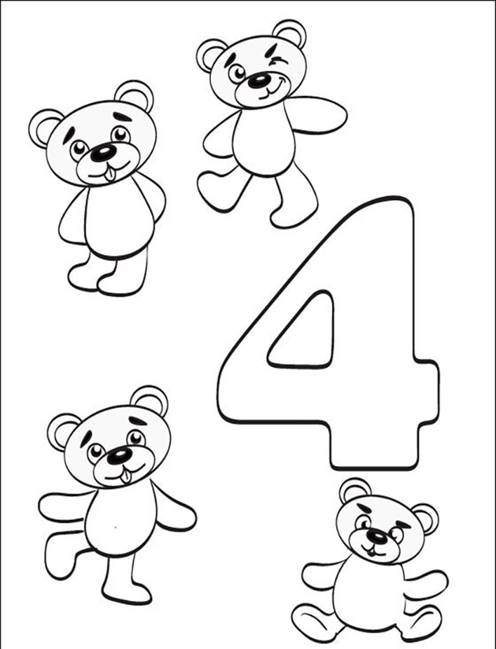 Cijfer 4 Met teddyberen