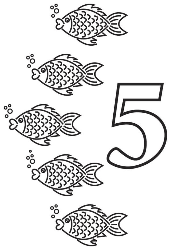 Cijfer 5 met vissen afbeelding 2