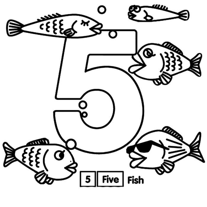 Cijfer 5 met vissen afbeelding 3