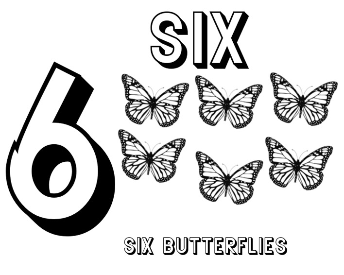 Nummer 6 met vlinders