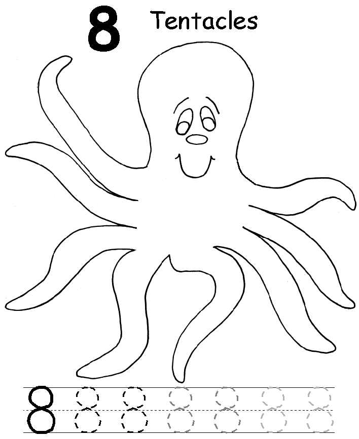 Cijfer 8 met octopus