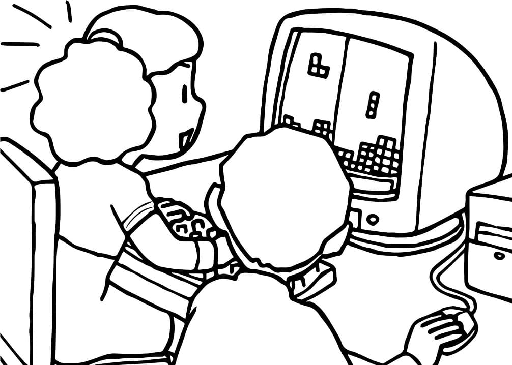 Kinderen die op de computer spelen